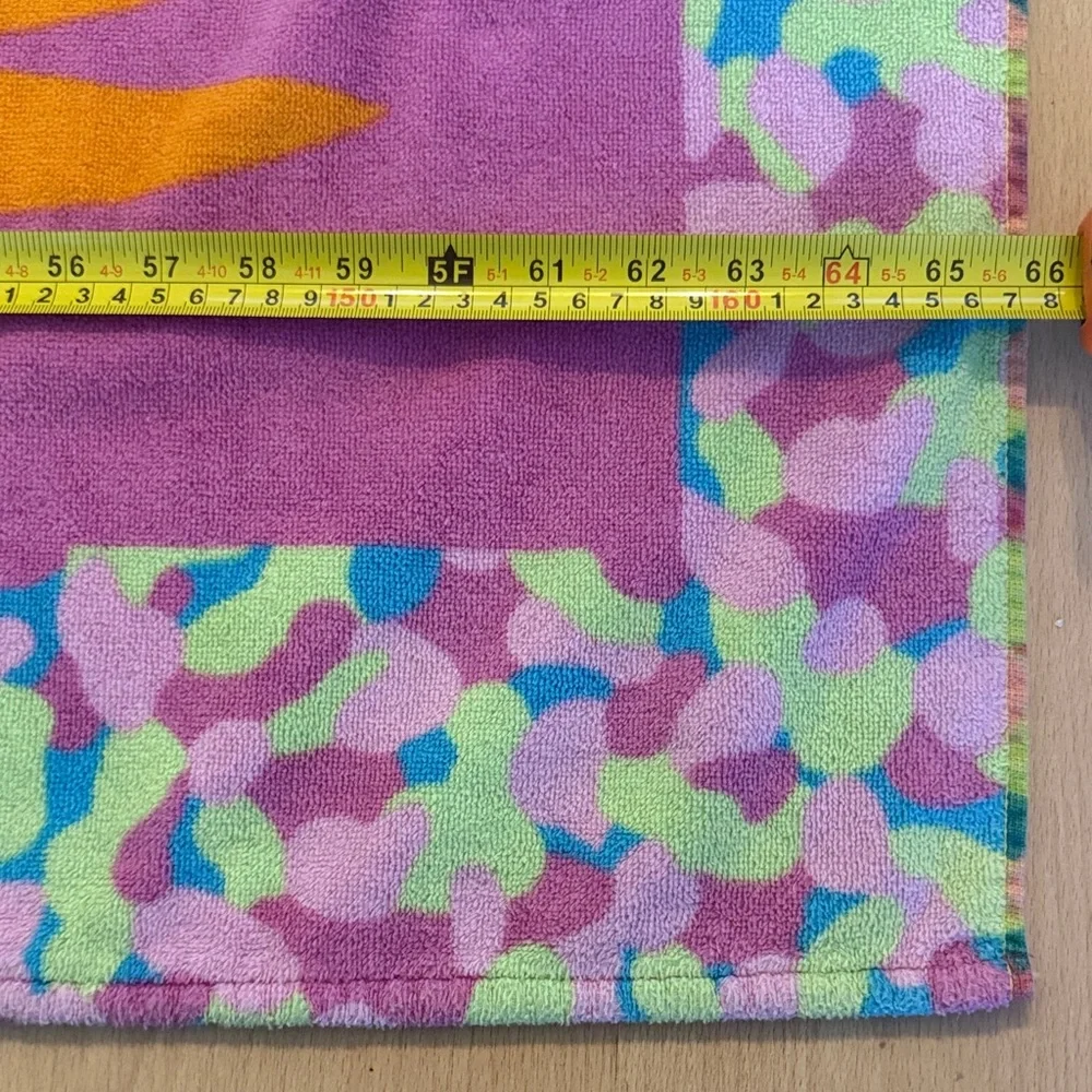 Vintage Terrisol Floral Beach Towel Blanket Pink Terry Cotton Brazil 66x66 - Picture 5 of 9